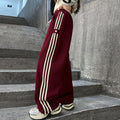 spring/autumn kids' fashion trousers: trendy straight-leg wide-leg pants for girls (mid-to-large size), loose-fit casual striped pants
