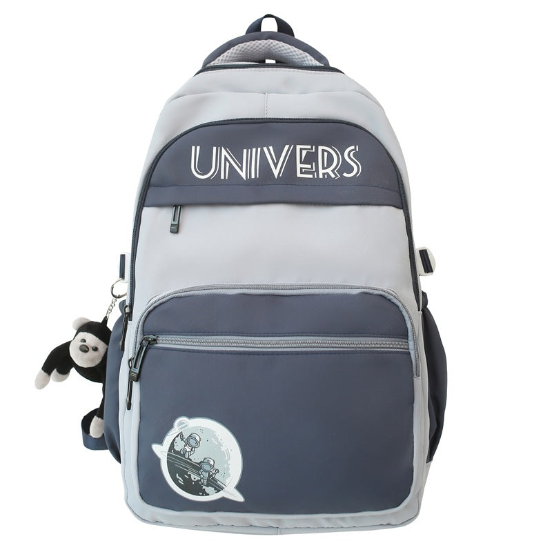 New student schoolbag ins contrasting colors, junior high school, college student schoolbag, large-capacity couple model, lightweight burden-reducing backpack