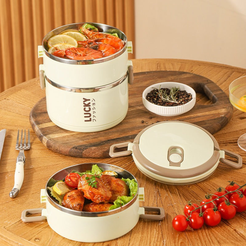 Stainless steel lunch box - stylish, ins-style insulated bento box with lid and dividers, perfect for office workers