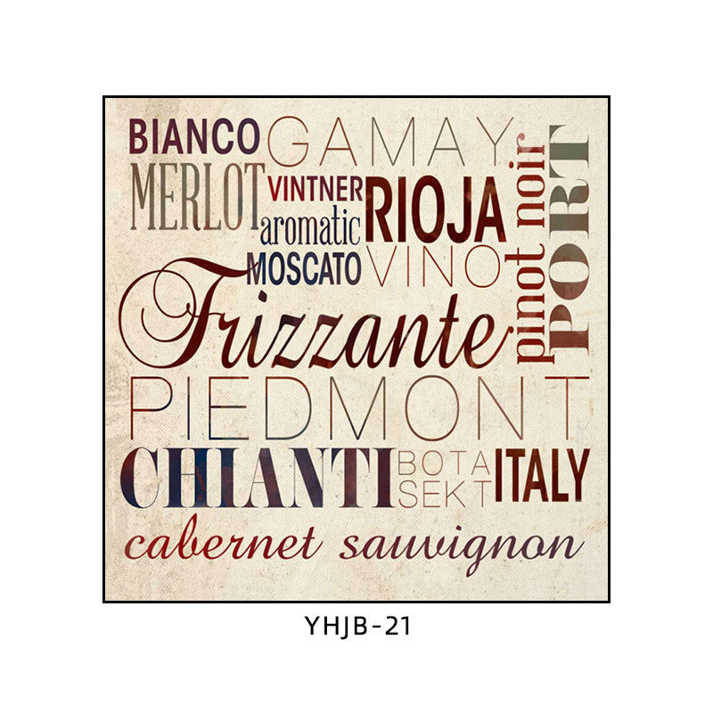 American bar decorative painting retro industrial style creative KTV box red wine glass hanging painting nostalgic wine mural