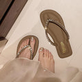 Influencer-approved flip-flops: new summer collection - trendy, versatile, soft-soled, flat, high-end rhinestone slides for women