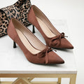 Spring/summer new arrivals: stiletto heel pointed-toe pumps - chic black with bow detail, sexy, elegant, and refined