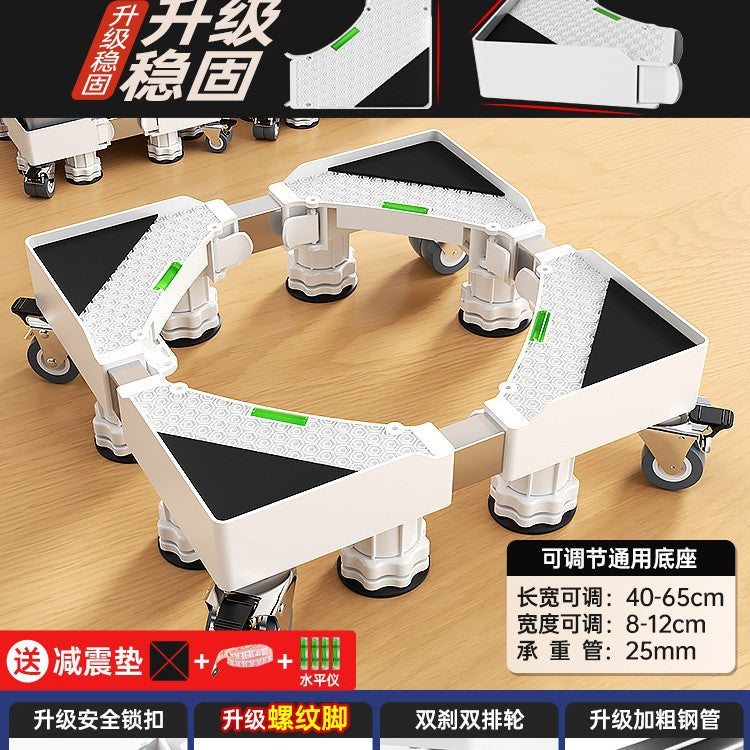 Washing machine base stand - universal adjustable leveling feet with wheels - refrigerator support rack