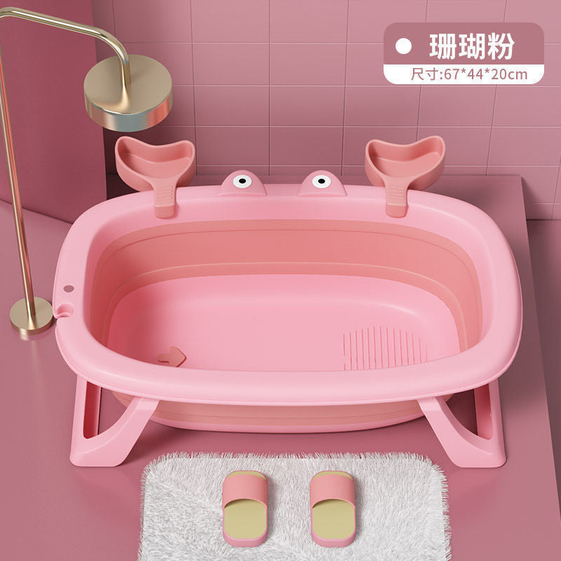 Foldable baby bathtub - plastic baby bath tub for infants and toddlers - small size, sit & lie down design - home use, newborn & infant supplies