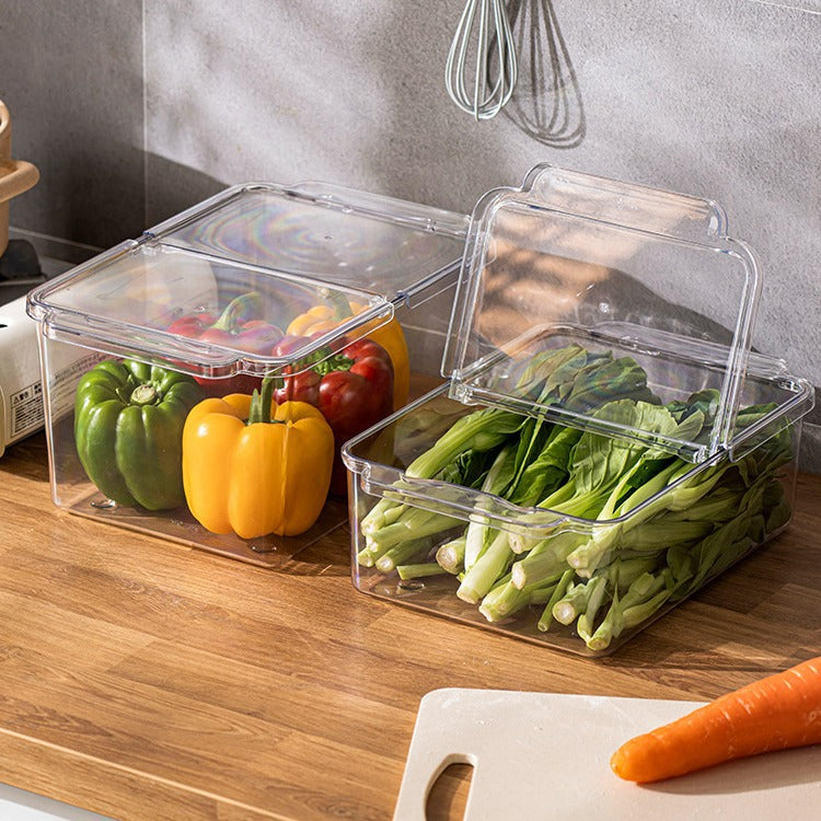 Simple European style household kitchen, fresh-keeping vegetables and fruits, refrigerator storage box, plastic box, light luxury design, food grade