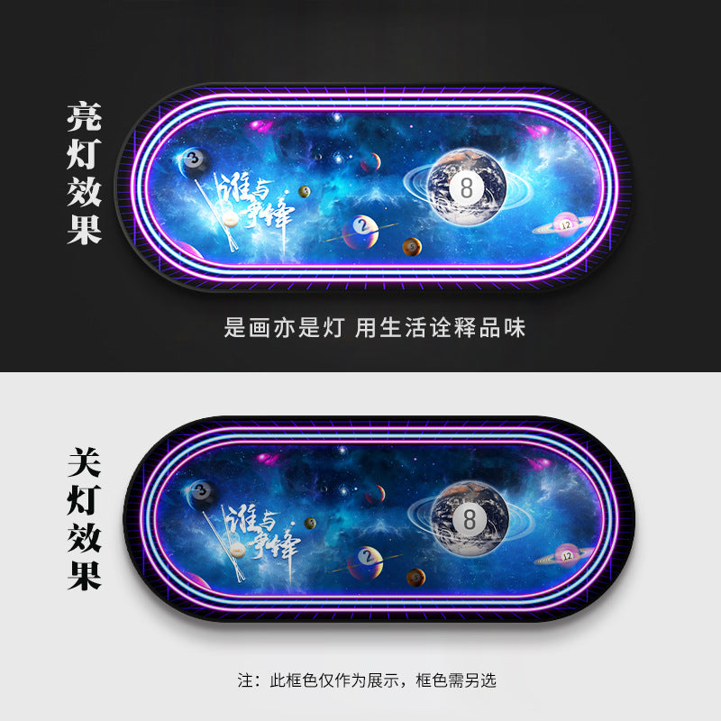 Billiards hall decorative painting black eight ball wall luminous hanging painting chess and card billiard room club bar led star light
