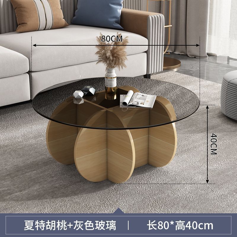 Accessible luxury tempered glass coffee table living room for home small apartment slate round popular creative normcore balcony tea table