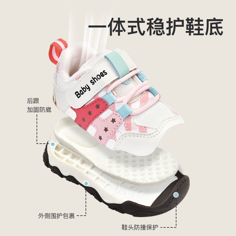 Toddler shoes men autumn winter baby cotton shoes fleece-lined large cotton soft bottom 0 to 1-3 years old two cotton heattech baby girl shoes
