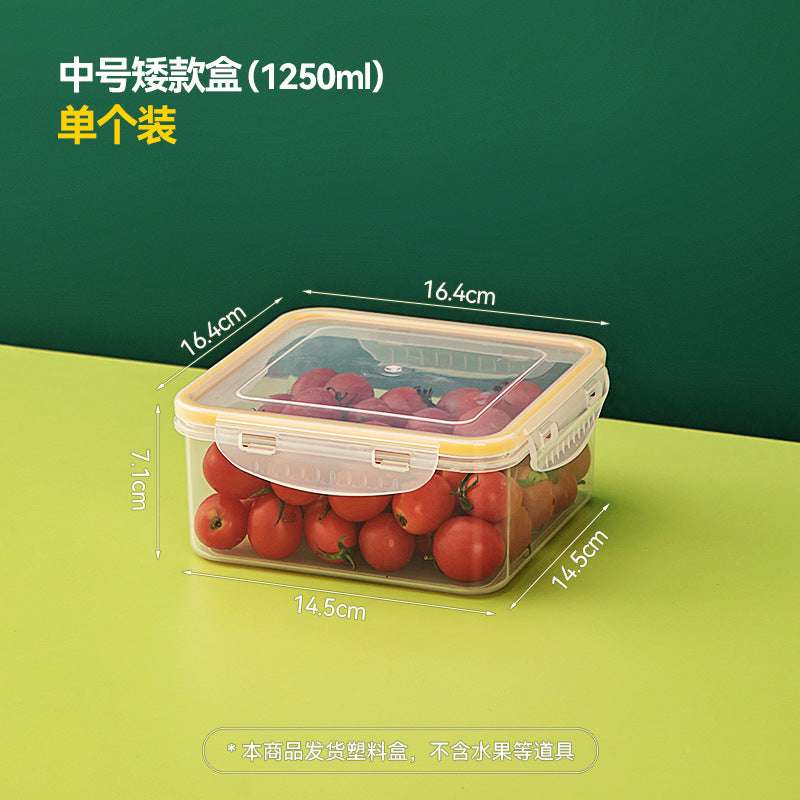 Kitchen finishing dustproof storage box with lid transparent refrigerator storage box food grade plastic food crisper