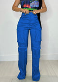 e-commerce source of goods fashionfashioncasual women's pure color multi-flap pocket pantsworkwearpants