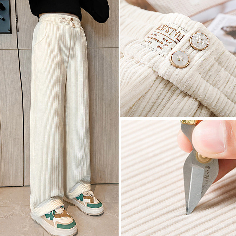 Girls' spring/autumn pants, kids' wide-leg trousers, big girls' spring collection , new loose-fit straight-leg trendy pants