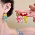 Succulent grape ~ dopamine color block grape cluster earrings for women, 2026 new niche design, high-end earrings