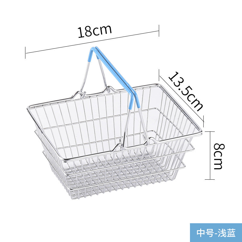 Cross-border  wrought iron simulation shopping basket household cosmetics sundries storage decorative shelf shooting props