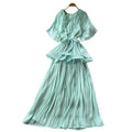 Thousand gold wind pressure pleated elegancenobledress women's summer strap waist slimming look a-line large swing skirt orange classy