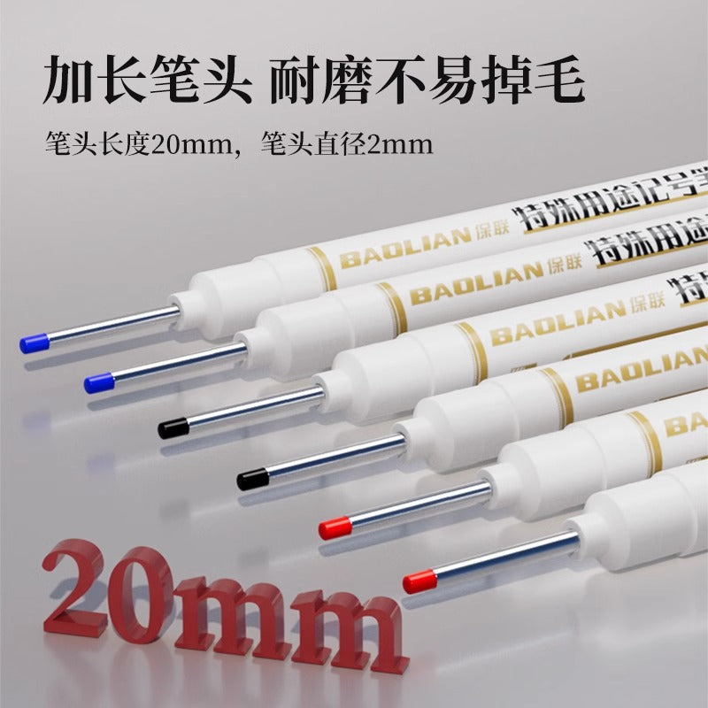 Baolian long-head marker pen, oil-based woodworking special marker pen, ceramic tile special purpose construction site long mouth black red blue deep