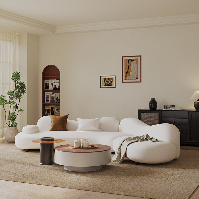 Italian normcore small apartment sea salt sofa living room house wabi-sabi style curved special-shaped corner combination fabric sofa