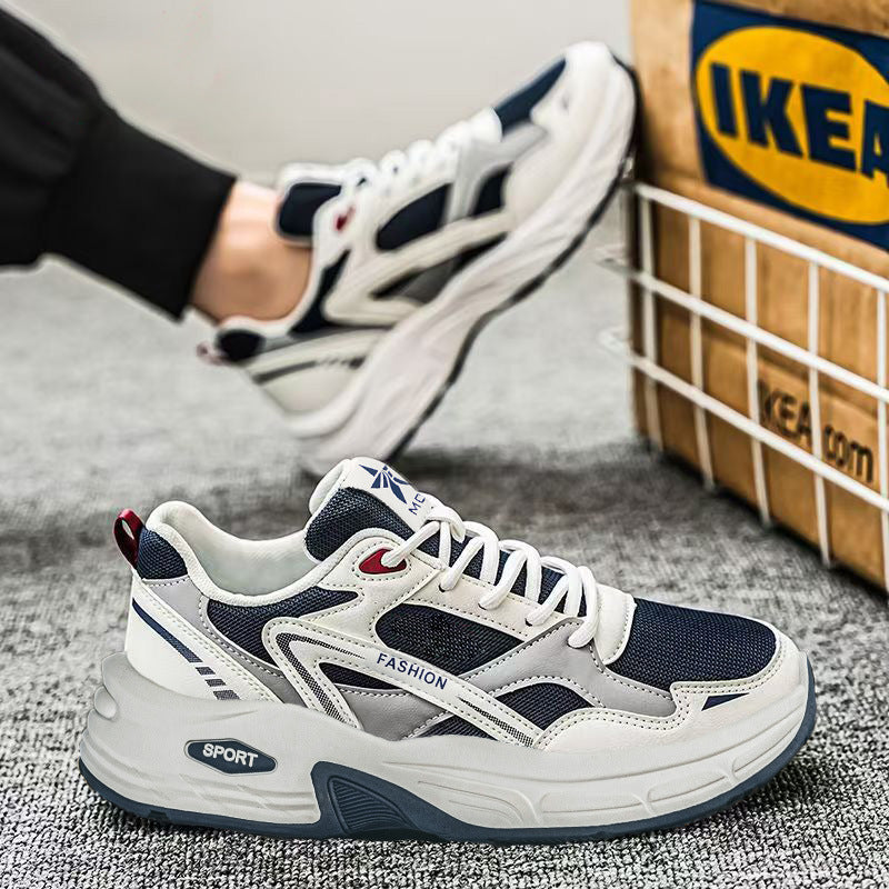 Men's athletic shoes - 2026 new summer collection - breathable mesh sneakers for men - thick-soled running shoes - dad shoes for students