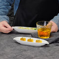 Simple pure white ceramic sushi-shaped bench restaurant hotel dessert pastry plate bench plate cooking boat-shaped plate