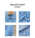 Exportgirldress imitation denim blue flying sleeves single breasted bows belt shirt skirt kids a-line skirt