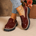Exportplus size thick heel small leather shoes new arrivalexportbritish style thick sole slip-on casual loafers for women wholesale