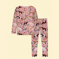 wholesale: girls' long-sleeve pajama set (long pants) - spring/autumn lightweight style for mid-to-large children - cartoon design