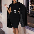 D412 women's foreign trade autumn/winter  new solid color bodycon sexy cape dress plus size african dress