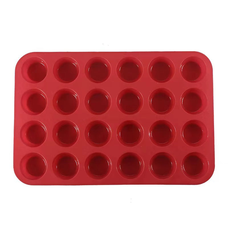Silicone mini 24-cavity cake mold, perforated round muffin cup baking pan, diy jelly making baking tool