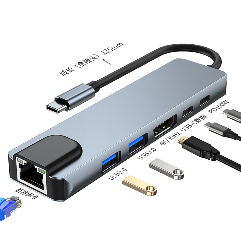 Amazon's best-selling type-c docking station rj45 gigabit network is suitable for macbook notebook usb docking station