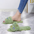 Exportplus size fur slippers 24 years fashion rhinestone women's slippers independent station fur slippers in stock wholesale