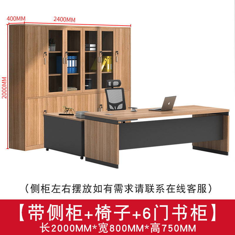 Modern minimalist office desk and chair set - executive office furniture for managers, presidents, and business owners - single desk, executive desk