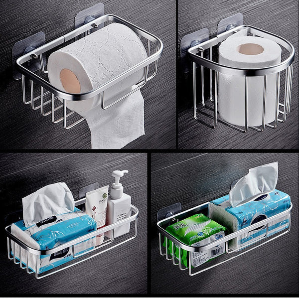 Suction cup type tissue holder, wall hanging, no punching space aluminum hollow toilet paper roll toilet hand carton toilet paper