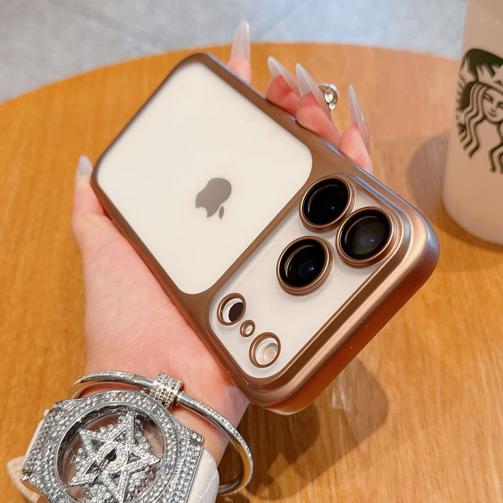 Matte electroplated pc suitable for iphone17promax mobile phone case apple 16/15 lens film anti-fall protective cover