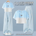 Wide-leg pants  girls summer student contrast colorplaidcasual pants girl new arrivalloose dopamine children's clothing