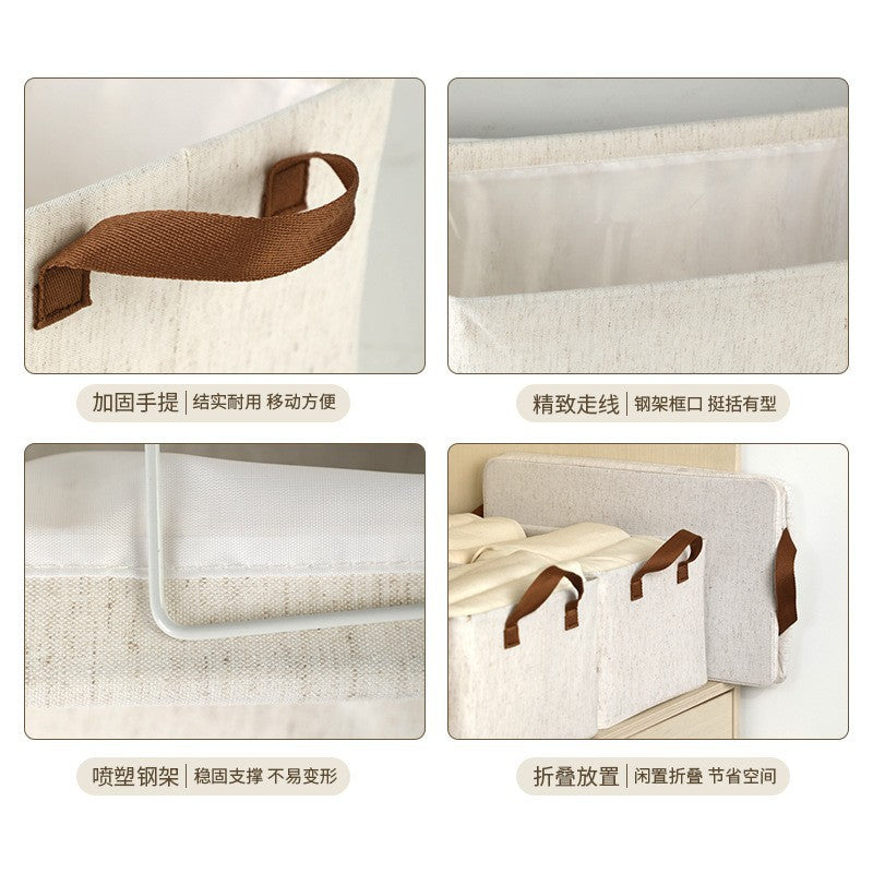 Light luxury cotton and linen clothing storage box, good goods, home storage basket, living room daily clothes storage artifact, finishing basket