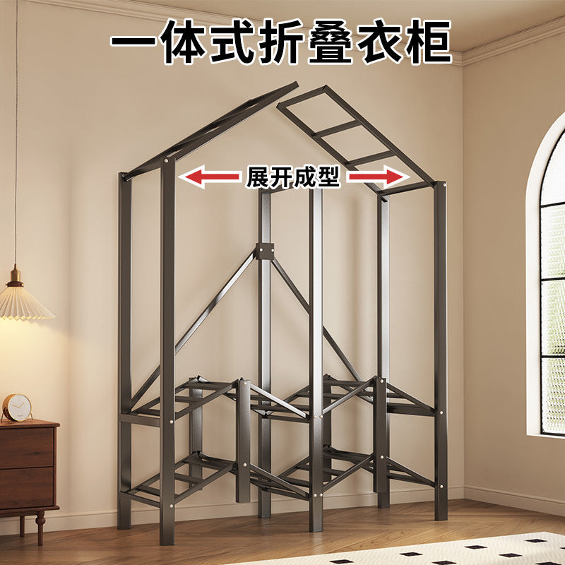 Stereo folding wardrobe, installation-free cloth wardrobe, for home bedroom, strong and durable, simple wardrobe, steel frame storage wardrobe