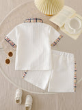 summer new arrival cross-border e-commerce striped textured children's knitted casual pants two-piece set for boys
