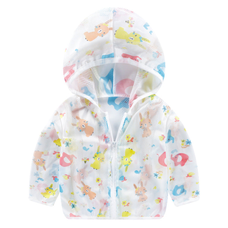 Summer kids' sun protection clothing, boys' and girls' outdoor outerwear, baby beach sunscreen hoodie, air conditioning shirt - dropshipping available