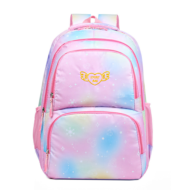 School bag starry sky gradual change trend fashion soft cute art backpack single large capacity Oxford cloth student bag
