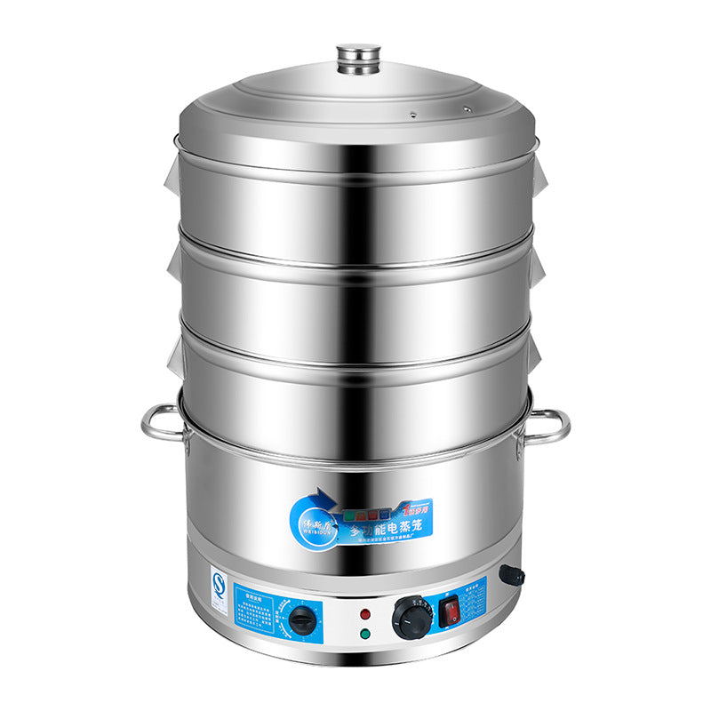 Heightened and thickened stainless steel electric steamer, three-layer electric steamer, multi-functional for home steamer, all-in-one electric steamer, commercial steamer