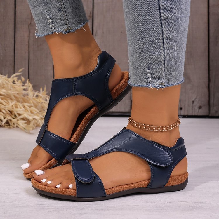 Wish new arrival in stock  cross-border plus size chunky platform wedge sandals with velcro strap - women's