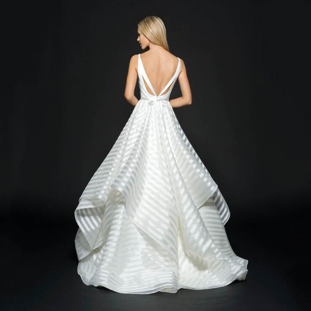 summer new european and american style backless lace dress with a short train - ethereal, light luxury white wedding gown