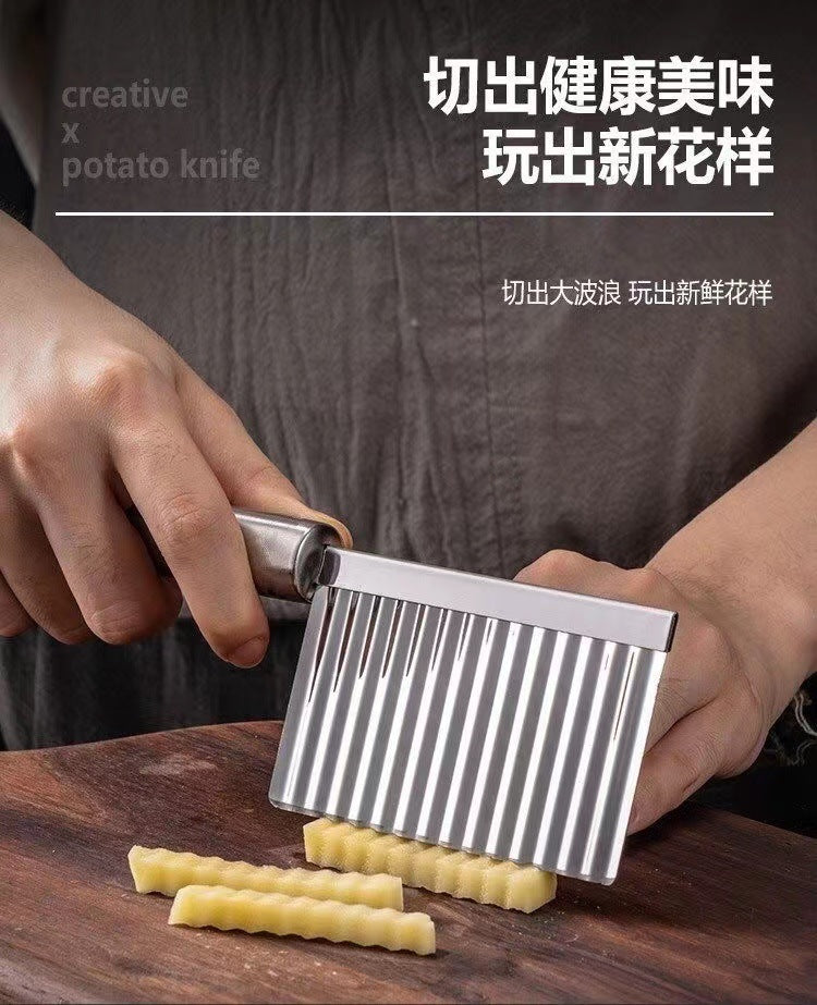 Stainless steel wolf tooth potato cutter multifunctional for home kitchen vegetable and fruit cutter french fries wave knife fancy strip cutter