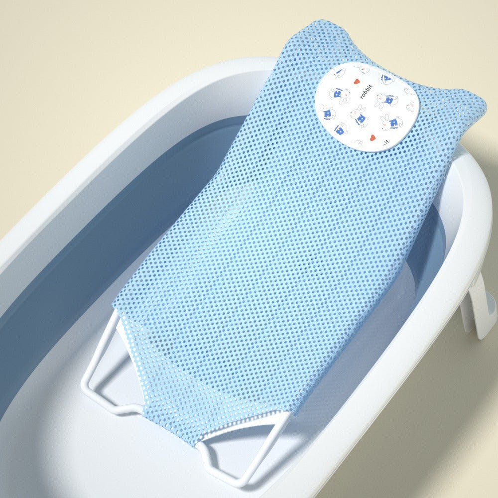 Baby bath net headrest bath bed kids non-slip bath support net newborn bathing net baby bath rack hangable bath mat