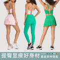 Spring/summer dopamine dressing: pleated tennis skirt & sexy cami yoga tank top workout set for women