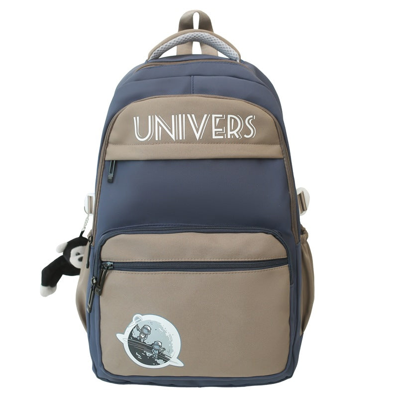 New student schoolbag ins contrasting colors, junior high school, college student schoolbag, large-capacity couple model, lightweight burden-reducing backpack