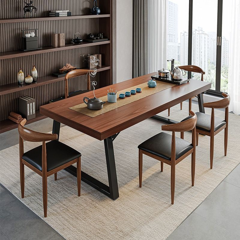 Solid wood color tea table and chair combination, one table and five chairs, tea table, new chinoiserie negotiation office large board tea table, coffee table