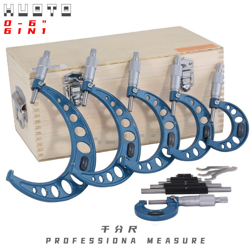 HUOTO Metric/Imperial 0-6inch Outer Diameter Micrometer, Micrometer Set, Digital Micrometer, Plastic Box