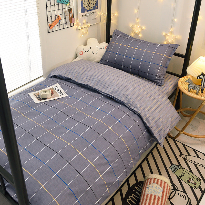 Student dormitory quilt cover three-piece bed sheet pure cotton single bed children's bed quilt cover simple four-season universal 3