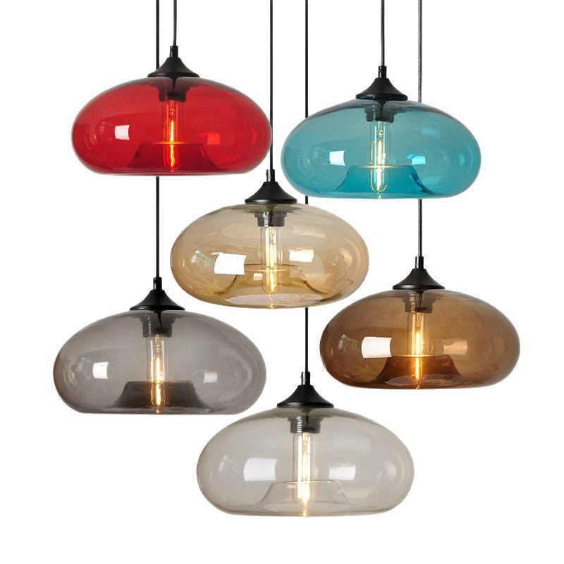 Wholesale round glass hanging, creative personalized colored glass chandelier restaurant modern chandelier bar chandelier bar