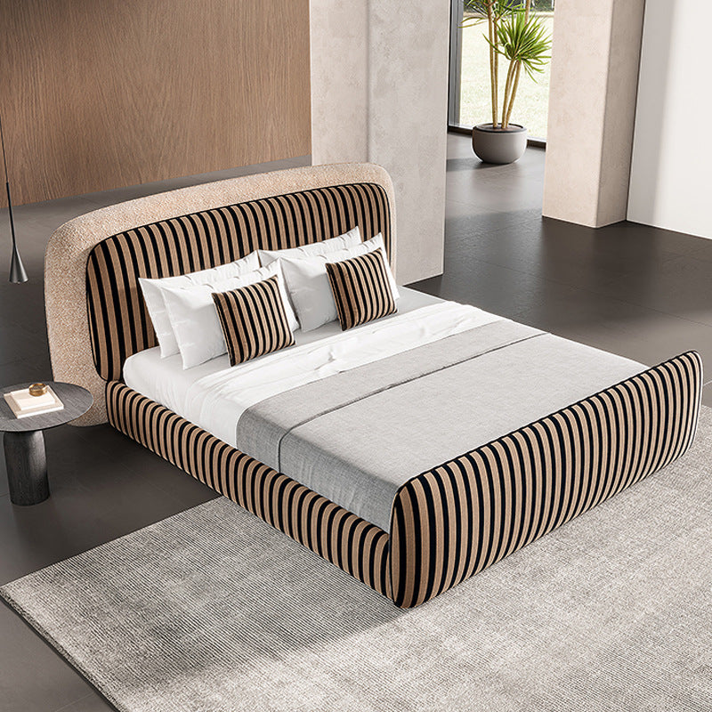 Modern casual wedding bed fendi blended color matching classy large apartment master bedroom bed 1.8m soft pack double fabric bed